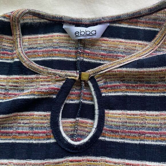 Ebba Dress Lightweight Knit Puffy Short Sleeves 
Striped Keyhole neckline Adorab - Picture 8 of 12